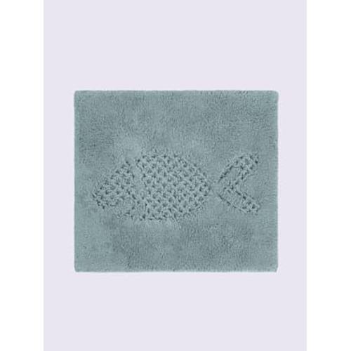 Tapis De Bain Pur Coton - - Bleu Fumée