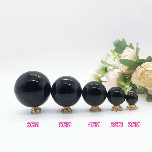 Sphère D'obsidienne Noire Naturelle,Boule Magique En Cristal De Quartz,Pierre De Roche,Sorcellerie,Guérison Reiki,Décoration De La Maison,Cadeau Sans Base - Type Obsidian Spheres-6cm