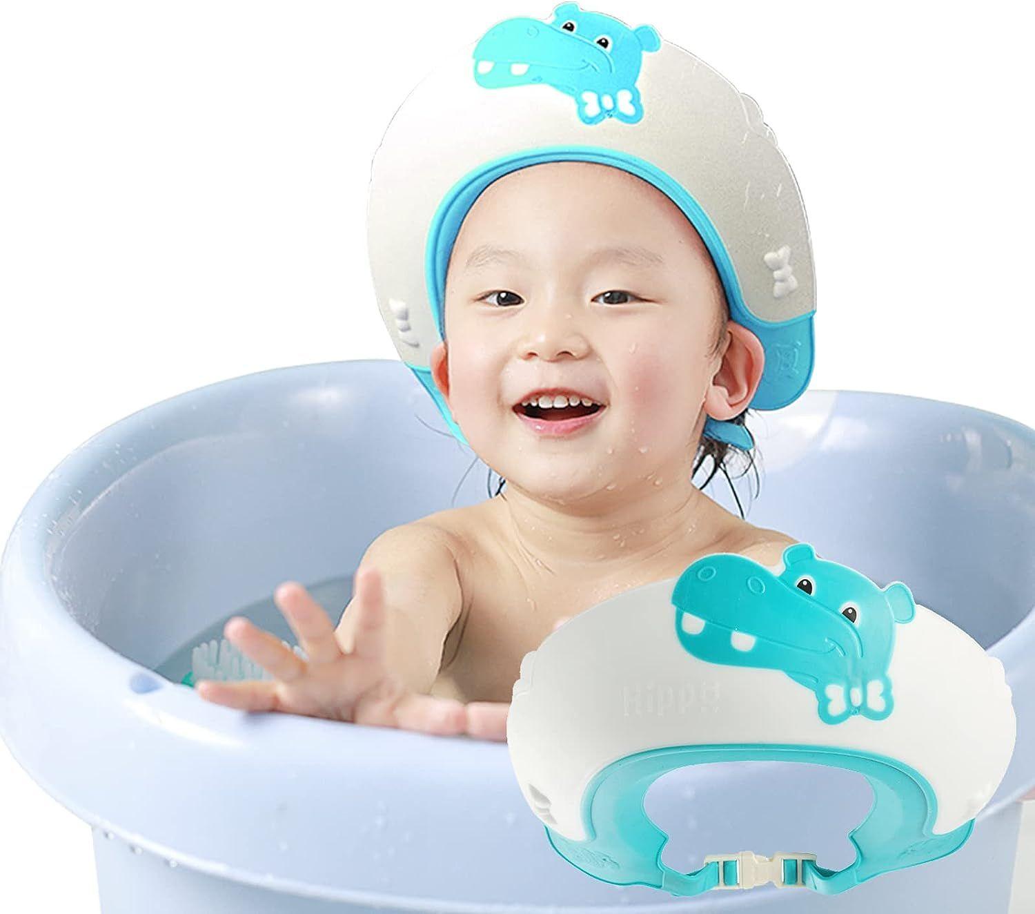 Casquette de bain bébé,Visière de Bain Enfant, Casquette de Bain Bébé,  Chapeau Douche pour les enfants de 0 à 9 ans,(Dinosaure Bleu)