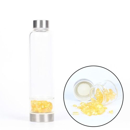 Bouteille D'eau En Verre De Cristal De Quartz Naturel Créatif,Tasse En Pierre Irrégulière,Baguette À Pointe De Guérison,Tasse D'élixir Infusée,550ml - Type Agate Stone