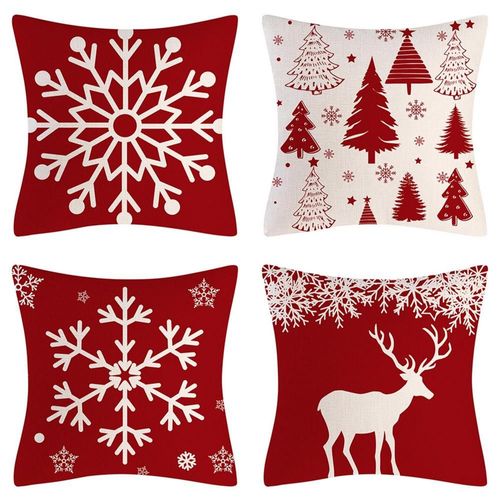 Housse De Coussin De Noël Confortable, 4 Pièces, Taie D'oreiller Festive, Décoration De Vacances
