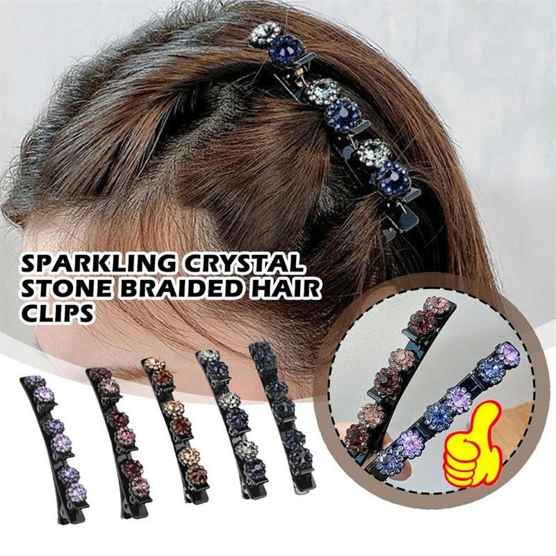 Pinces  Cheveux Tresses Fleur De Cristal, Frange Latrale,... - 3