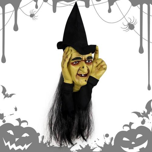 Accessoires de maison hantée pour farces d'halloween, sorcière effrayante avec visage en Latex effrayant à première vue, farces d'halloween