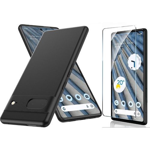 Coque Silicone Couleur Noire + Verre Trempe Pour Google Pixel 7a Little Boutik®