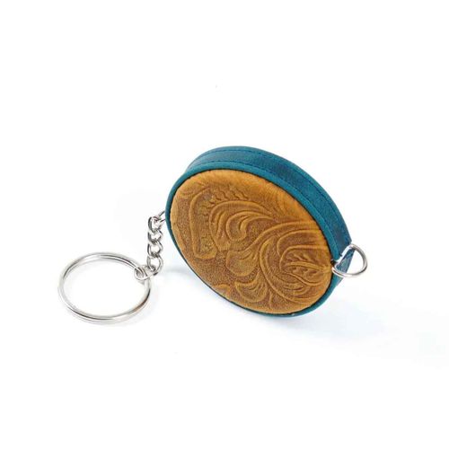 Règle De Traction À Ruban À Mesurer En Cuir Véritable,Mini,Faite À La Main,Couche Supérieure En Peau De Vache,Rétro Vintage,Règle Rétractable Portable 150cm/60"" - Type Carve Flower Blue