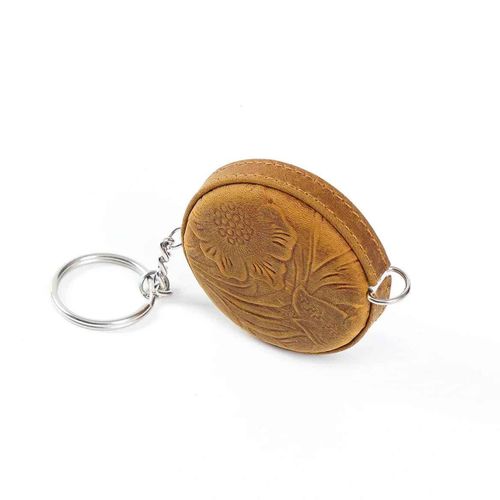 Règle De Traction À Ruban À Mesurer En Cuir Véritable,Mini,Faite À La Main,Couche Supérieure En Peau De Vache,Rétro Vintage,Règle Rétractable Portable 150cm/60"" - Type Carve Flower Brown