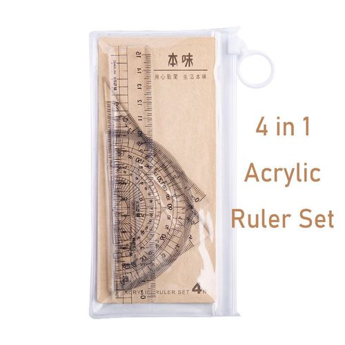 Jeu De 4 Règles En Aluminium,Pièces/Ensemble,Géométrie Métallique,Dessin,Boussole,Papeterie,Règles Mathématiques Pour L'école - Type Acrylic Ruler
