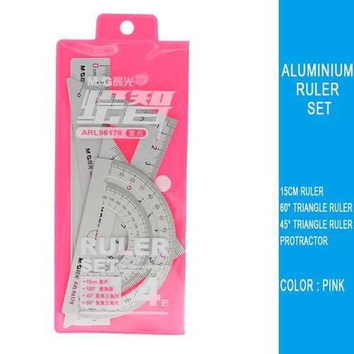 Jeu De 4 Règles En Aluminium,Pièces/Ensemble,Géométrie Métallique,Dessin,Boussole,Papeterie,Règles Mathématiques Pour L'école #B