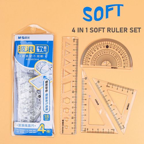 Jeu De 4 Règles En Aluminium,Pièces/Ensemble,Géométrie Métallique,Dessin,Boussole,Papeterie,Règles Mathématiques Pour L'école - Type 960h4
