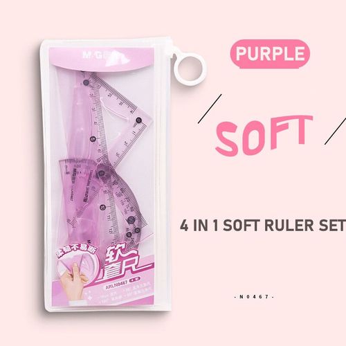 Jeu De 4 Règles En Aluminium,Pièces/Ensemble,Géométrie Métallique,Dessin,Boussole,Papeterie,Règles Mathématiques Pour L'école - Type Arln0467 Soft Purple
