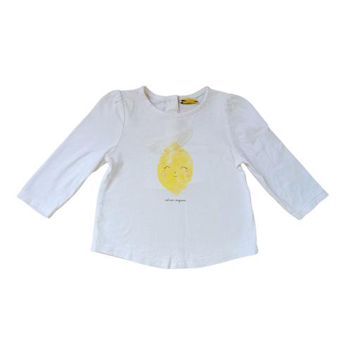 T Shirt Blanc Citron A Sequins. Tape A L Oeil. Coton. Taille 9 Mois. 71 Cm