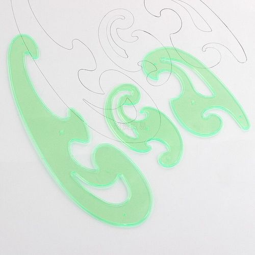 Règle De Modèle De Dessin De Planche De Courbe Française,Animation En Trois Pièces,Couture,Un Ensemble De 1/3,5 "",6.3"",12.6"" - Type Vert Clair #A