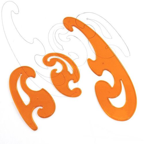 Règle De Modèle De Dessin De Planche De Courbe Française,Animation En Trois Pièces,Couture,Un Ensemble De 1/3,5 "",6.3"",12.6"" - Type Yellow #A