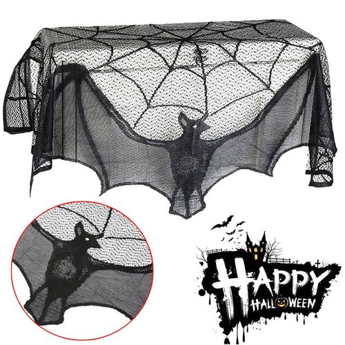 Chemin De Table En Toile D'araignée Noire Pour Halloween, Rideau De Cheminée, Accessoires D'horreur, Décoration De La Maison