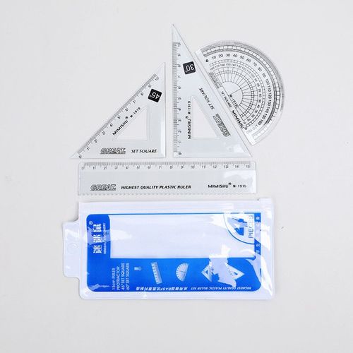 Ensemble De Règles En Plastique,4 Pièces/Ensemble,Ensemble De Papeterie,Règle Combinée Multifonctionnelle Pour Étudiant,Triangle Rapporteur,Dessin Géométrique - Type A