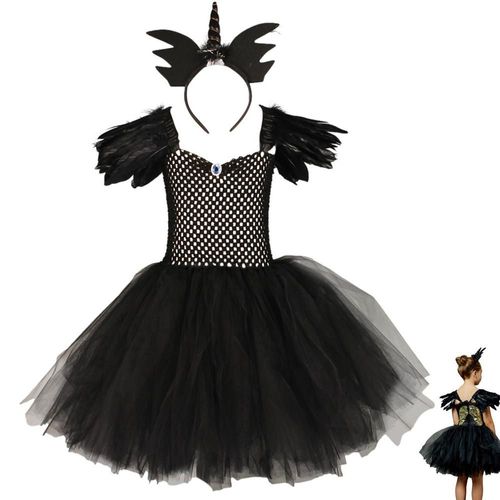 Costume De Sorcière Pour Filles, Ensemble De Luxe, Robe Et Bandeau, Fantaisie, Tenue D'halloween
