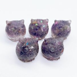 Mini Théâtre De Gravier En Pierre De Cristal Naturel,Figurine En Résine,Mini Quartz Rose,Minorganisateur,Statue Animale,Ornement De Bureau À Domicile - Type Amethyst-5pcs