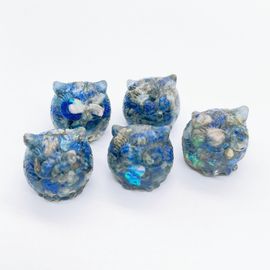 Mini Théâtre De Gravier En Pierre De Cristal Naturel,Figurine En Résine,Mini Quartz Rose,Minorganisateur,Statue Animale,Ornement De Bureau À Domicile - Type Lapis Lazuli-5pcs