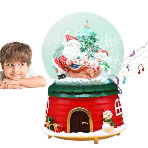 Boîte À Musique De Noël En Cristal Pour Père Noël, Équitation D'un Elk, Changement De Couleur, Table À Piles, Décoration De Maison, Cadeaux D'anniversaire