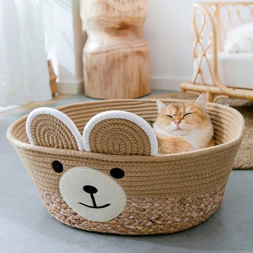 Panier Universel Pour Animaux De Compagnie Toutes Saisons, Matelas En Rotin, Tissage D'herbe, Nid Pour Chat, Niche En Paille, Lit À Gratter Pour Chiot