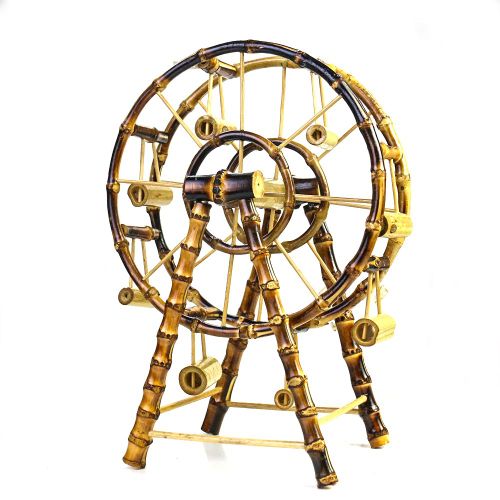 Moulin à vent en bambou pour la décoration de la maison, grande roue, modèle de roue à eau, meubles rustiques Feng Shui, ornement d'artisanat, mini-indicateur de jardin nickel é
