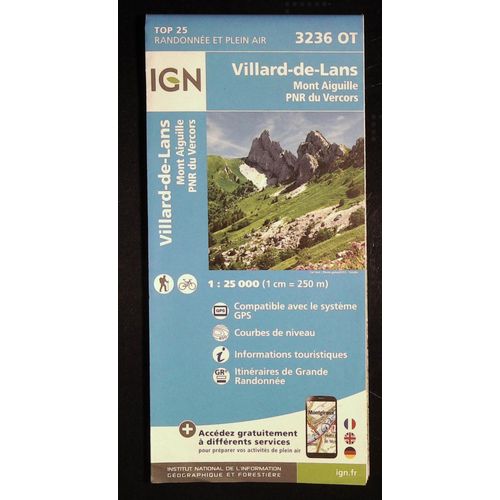 Carte Ign Villard-De-Lans Mont Aiguille Pnr Du Vercors Ref : 3236 Ot 1:25000eme Édition 2017