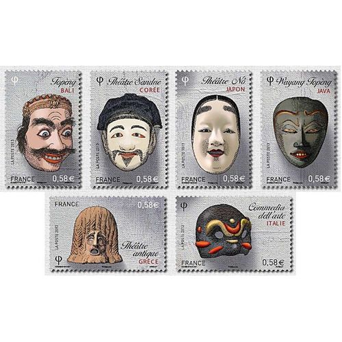France 2013, Très Belle Série Complète, 6 Timbres Neufs** Luxe Yvert 4803 À 4808, Masques De Théatre Dans Le Monde.