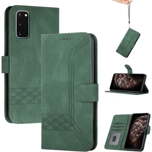Coque Pour Samsung Galaxy S20,Portefeuille Etui Housse En Cuir Protection Avec Porte Cartes,Fentes Pour Cartes,Fonction De Support,Fermeture Magnetique-Vert