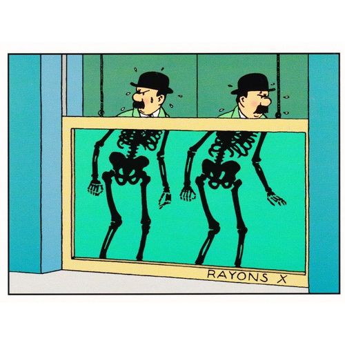 Carte Postale Tintin N°021 - Dupont & Dupond Passant Aux Rayons X