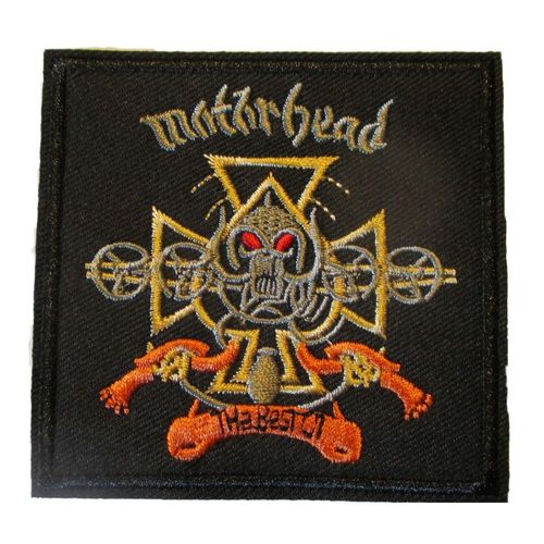 Patch Motorhead Avec Une Croix Malte Jaune 8x8cm Hard Rock Ecusson Thermocollant