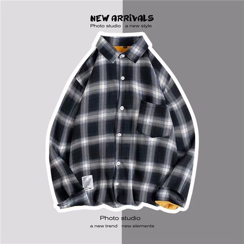 Automne Et Hiver Chemise A Carreaux Marque A La Mode Pour Hommes Plus Velours Épais Chemise Chaude Tendance Lâche Décontracté Couple Tout Match Manteau