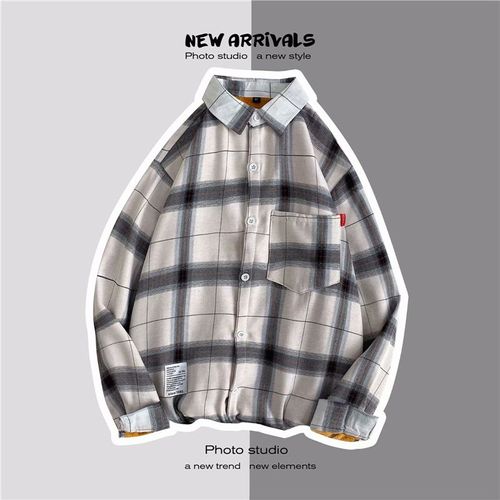 Automne Et Hiver Chemise A Carreaux Marque A La Mode Pour Hommes Plus Velours Épais Chemise Chaude Tendance Lâche Décontracté Couple Tout Match Manteau