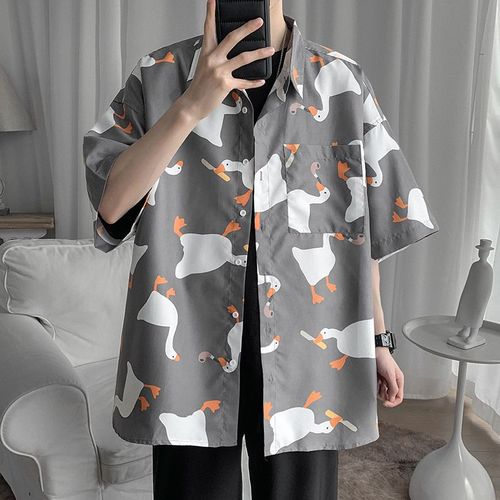 Été Style Chemise Hommes A Manches Courtes Ins Tendance Ample Chemise A Manches Longues Hommes Chic Tres Féerique Vetements