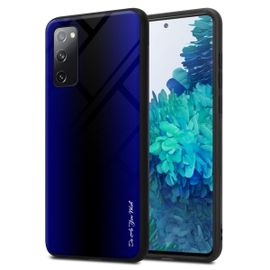Cadorabo Housse Compatible Avec Samsung Galaxy S20 Fe - Aspect Rayé En Cobalt Violet - Coque De Protection En Silicone Tpu Et Dos En Verre Trempé