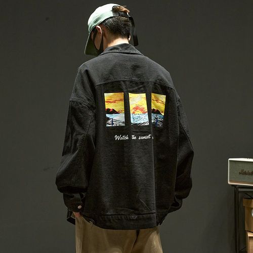Veste En Jean D'automne Version Coréenne Pour Hommes De La Marque De Marée Lâche Tendance Marée De Rue Européenne Et Américaine Ins Super Belle Veste En Jean A Capuche