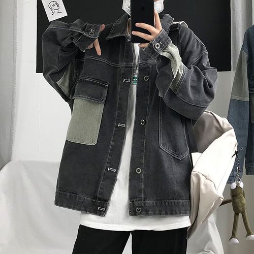 Veste En Jean Pour Hommes Version Coréenne A La Mode All-Match Ample Ruffian Belle Veste D'outillage Décontracté Style Ins Printemps Top Vetements