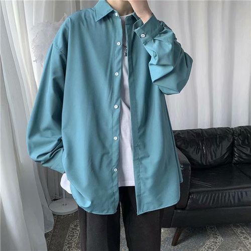 Chemise Homme Été Section Mince Style Japonais Glace Soie Chemise A Manches Longues Lâche Tendance Beau Hommes Veste Décontractée