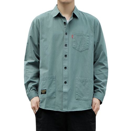 Nouveau Printemps Et Automne Chemise A Manches Longues Hommes Outillage Veste Lâche Style Coréen A La Mode All-Match Décontracté Multi-Poches 1/2