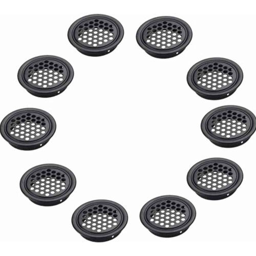 Grille d'aération en acier inoxydable,couvercle de grille,noir,blanc,armoire,trou en maille,bouchons de Ventilation,diamètre 35mm,10 pièces,lot