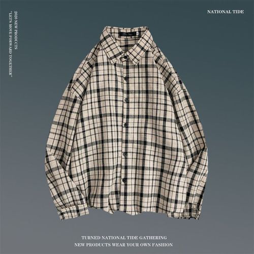 Chemise A Carreaux Style Coréen Pour Hommes Chemise Décontractée A La Mode Printemps Et Automne Style De Marque De Marée Rétro Versatile Veste Ample A Manches Longues