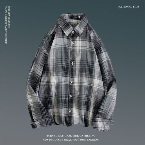 Chemise A Carreaux Style Coréen Pour Hommes Chemise Décontractée A La Mode Printemps Et Automne Style De Marque De Marée Rétro Versatile Veste Ample A Manches Longues