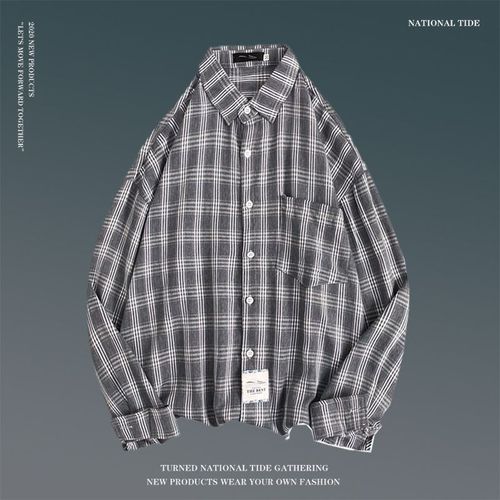 Chemise A Carreaux Style Coréen Pour Hommes Chemise Décontractée A La Mode Printemps Et Automne Style De Marque De Marée Rétro Versatile Veste Ample A Manches Longues