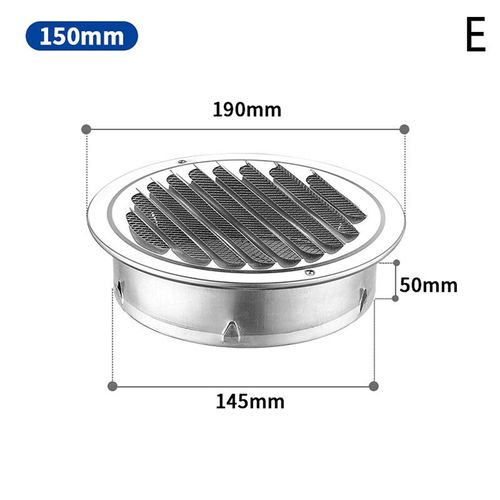 Grille d'aération murale en acier inoxydable 200,grilles de ventilation rondes extérieures,capot de conduit,capuchon d'aération durable,75-201mm - Type 150mm