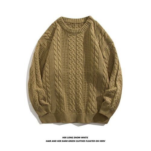 Pull A Col Rond Torsadé Hommes Automne Et Hiver Style Japonais Lâche Vent Paresseux Tendance Rue Haute Couleur Unie Couture Pull Pull