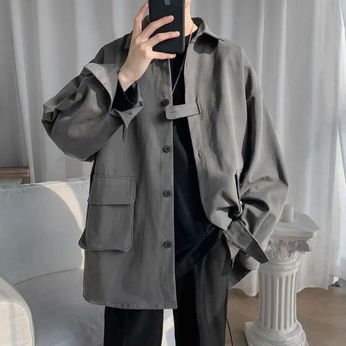 Début Du Printemps Veste De Style Harajuku Hommes Nouvelle Veste Lâche De Style Version Coréenne De La Marque A La Mode Rue Frite Beaux Hauts Décontractés