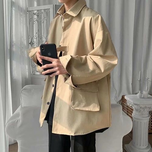 Début Du Printemps Veste De Style Harajuku Hommes Nouvelle Veste Lâche De Style Version Coréenne De La Marque A La Mode Rue Frite Beaux Hauts Décontractés