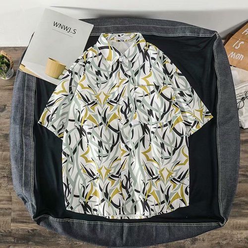 Chemise A Manches Courtes Chemise Section Mince Décontracté Plage Couple Été Jeunesse Mode Style Hommes Tendance 1127