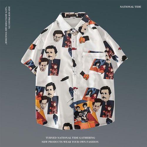 Japonais Ins Style Été Chemise A Fleurs A Manches Courtes Hommes Et Femmes Rétro Ruffian Beau Couple De Plage Hawaienne Chemise Ample