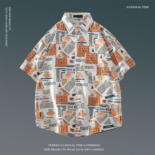 Japonais Ins Style Été Chemise A Fleurs A Manches Courtes Hommes Et Femmes Rétro Ruffian Beau Couple De Plage Hawaienne Chemise Ample