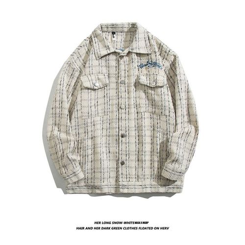 Nouvelle Veste D'outillage De Broderie Tissée Européenne Et Américaine Pour Hommes Et Femmes Xiaoxiangfeng Ins Conception Sens Niche Veste A Carreaux Marée Nationale